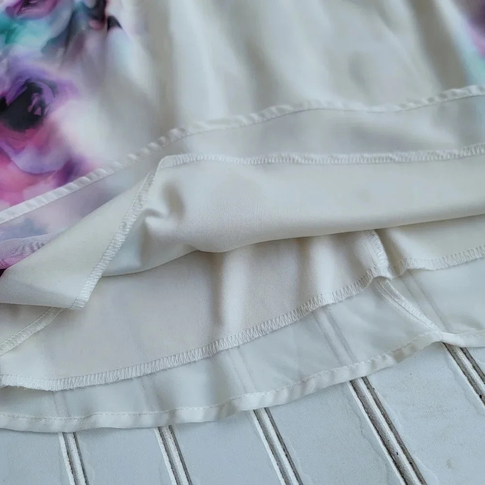 Maurices Women's Floral Print Short Sleeve Dress Watercolor Lined Sz M - Picture 3 of 12